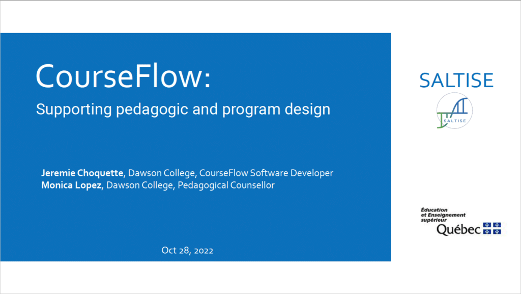 SALTISE CourseFlow - Supporting Pedagogic and Program Design